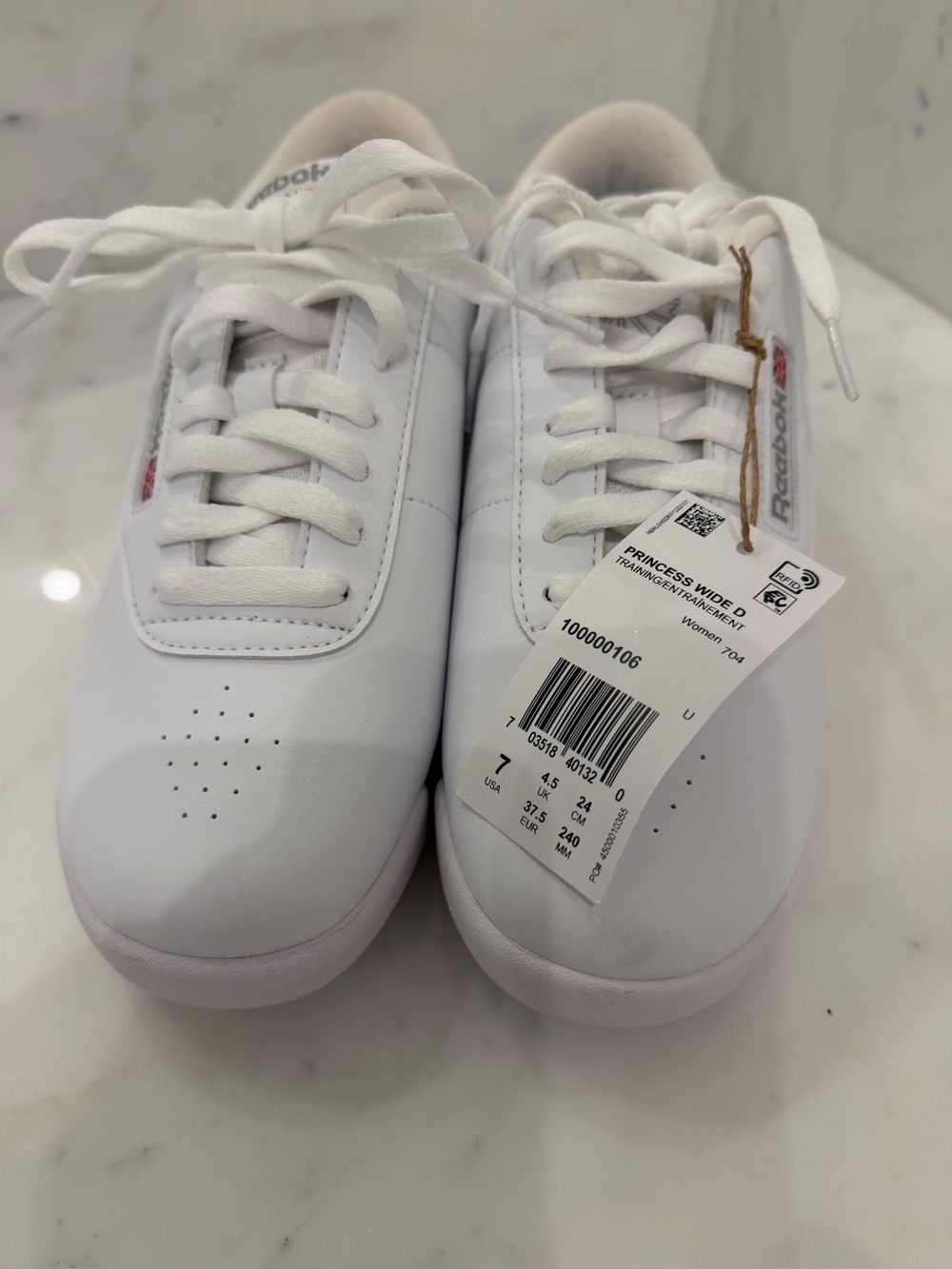 Reebok Princess Wide White Lace-Up Sneakers NEW 7D